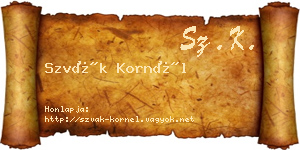 Szvák Kornél névjegykártya