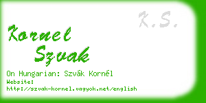 kornel szvak business card